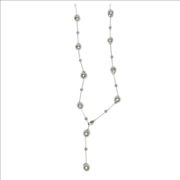 Pearl Necklace Silver Coating Mini Faux Pearls Stainless Steel - Picture 1 of 7